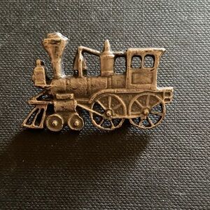 Vintage Train Locomotive Engine Gold tone Brass Brooch pin Jason nice well-made